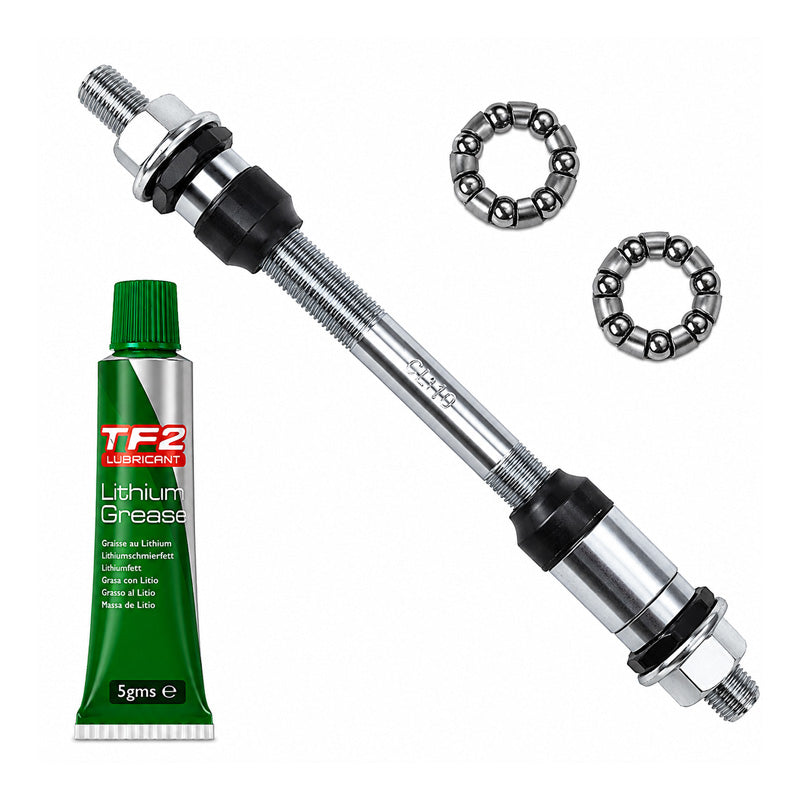 Cyclo 10x175mm Chrome Molybdenum Steel Cycle Axle and Lithium Grease and Hub Cages