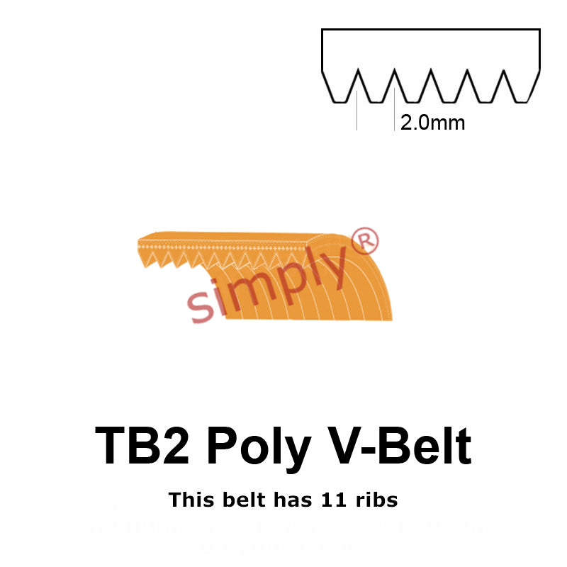 TB2-360 Megadyne Megarib Polyurethane Poly V-Belt 360mm/14.2 inch Length - 11 Ribs - Allow 2-3 Days
