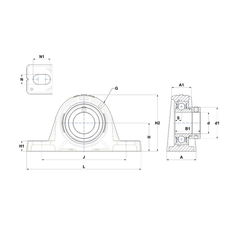 SNR ESPLE203 Metric Cast Iron Two Bolt Pillow / Plummer Block Housing with 17mm Eccentric Collar Insert - Allow 2-3 Days