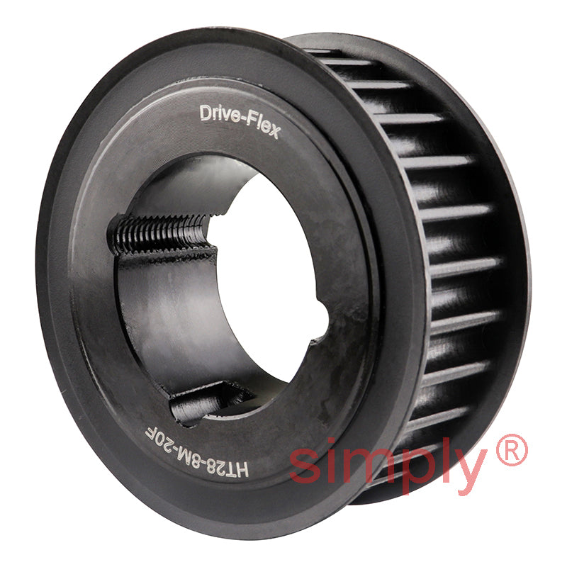 PowerDrive TL28-8M-20F - 8mm Pitch 28 Tooth Flanged HTD Type Steel Taper Bore Timing Pulley for 20mm Wide Belts - Allow 2-3 Days