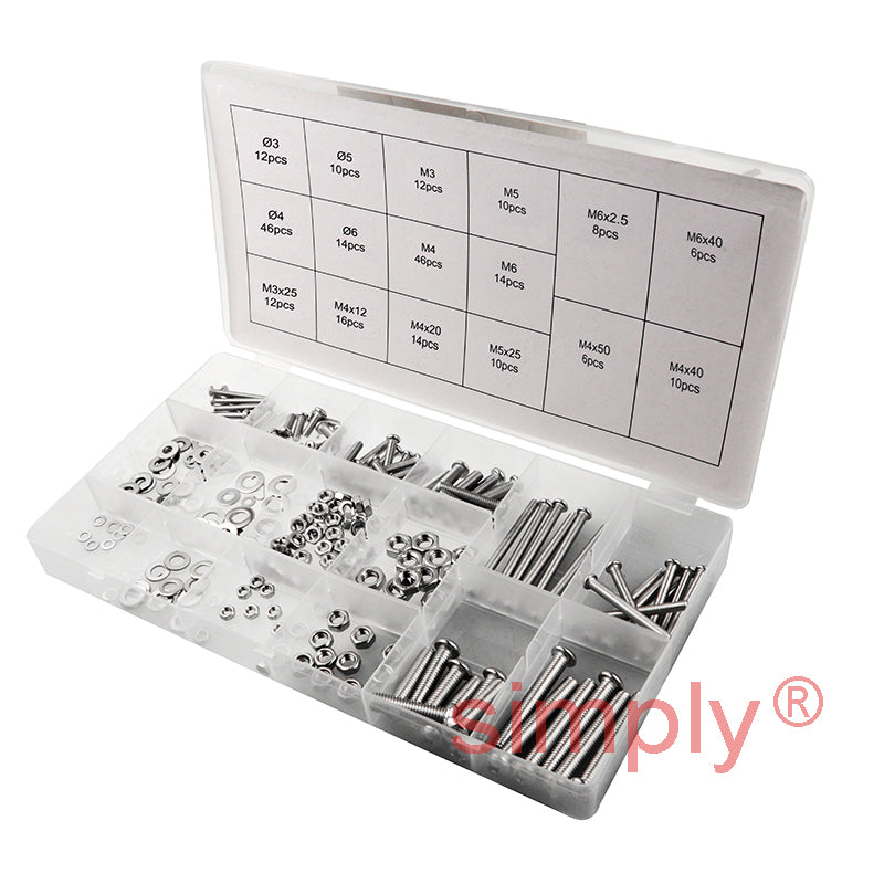 246 Piece Metric Stainless Steel Nut And Bolt Kit