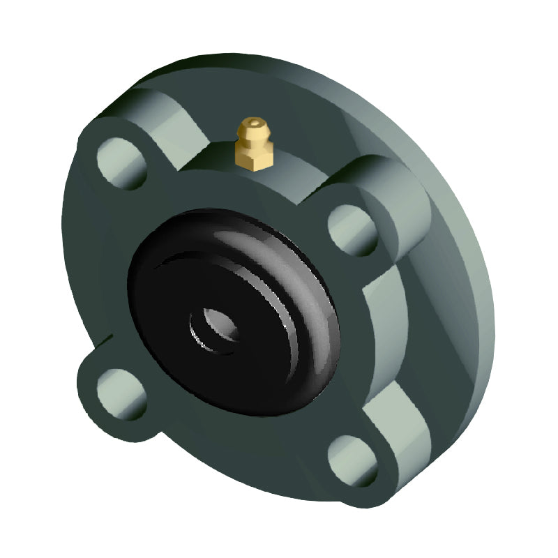 NTN S-UCFC207-104D1 Imperial Four Bolt Cast Iron Round Flanged Housing with 1-1/4 inch Insert with Steel Plate Cover - Open Version - Allow 2-3 Days