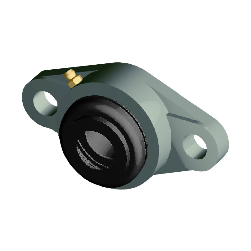 NTN S-UCFLX06-103D1 Imperial Two Bolt Oval Cast Iron Flange Housing with 1-3/16 inch Bore Insert with Steel Plate Cover - Open Version - Allow 2-3 Days