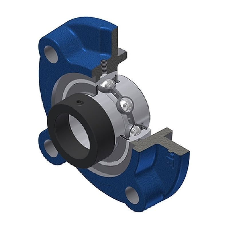 SNR EXFC207N Metric Four Bolt Cast Iron Round Flanged Housing with 35mm Eccentric Collar Insert - Allow 2-3 Days