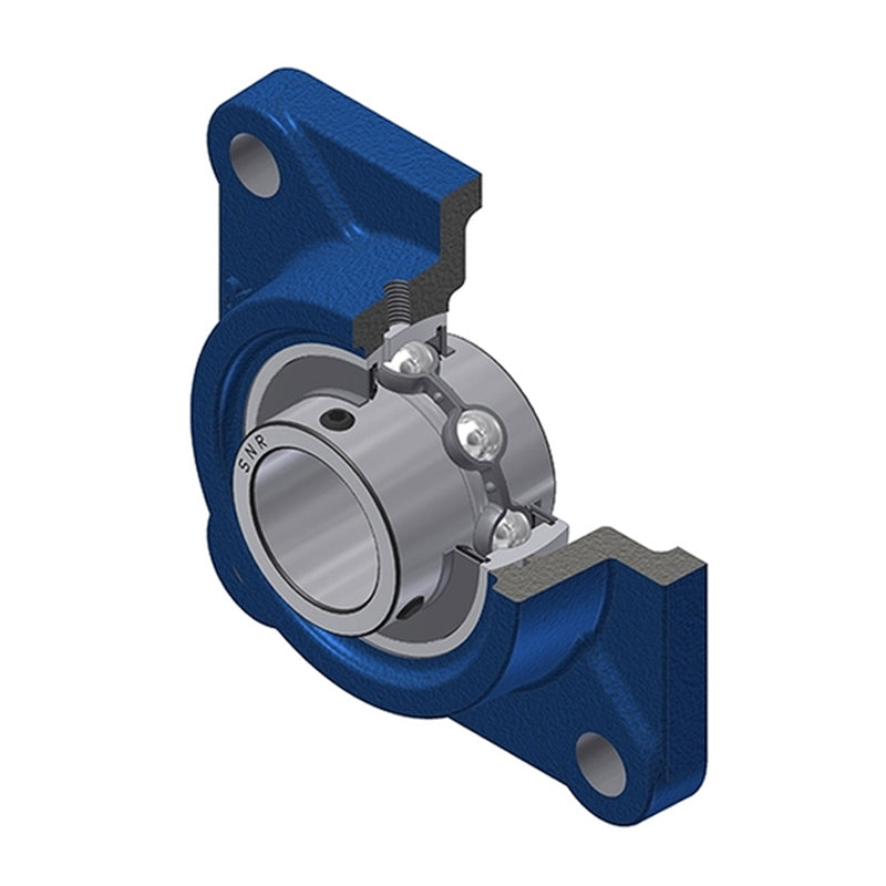 SNR UCF307 Metric Four Bolt Square Cast Iron Flange Housing with 35mm Bore Insert - Allow 2-3 Days