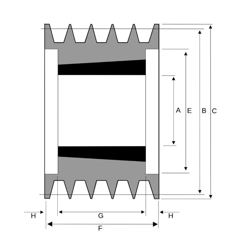 132X5SPA 132mm Pitch Diameter SPA Section Tapered Locking Bush Type Pulley with 5 Grooves (Bush not Incl.)