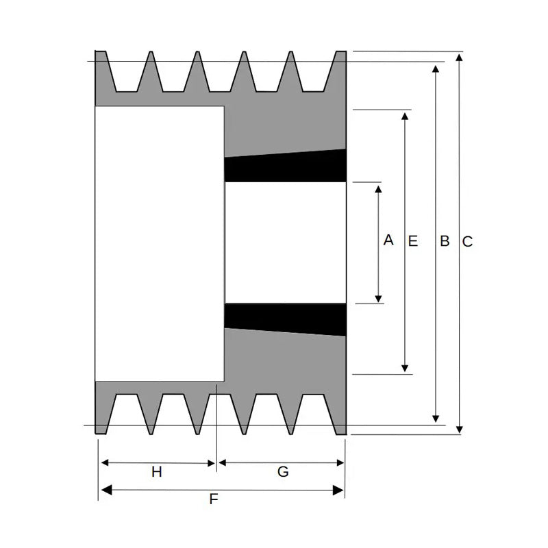 106X5SPA 106mm Pitch Diameter SPA Section Tapered Locking Bush Type Pulley with 5 Grooves (Bush not Incl.)