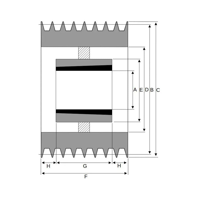 315X8SPB 315mm Pitch Diameter SPB Section Tapered Locking Bush Type Pulley with 8 Grooves (Bush not Incl.)