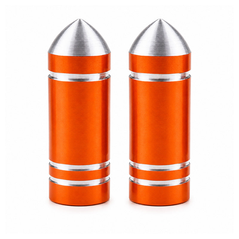 Pack of 2 Orange Bullet Valve Caps Schrader Type