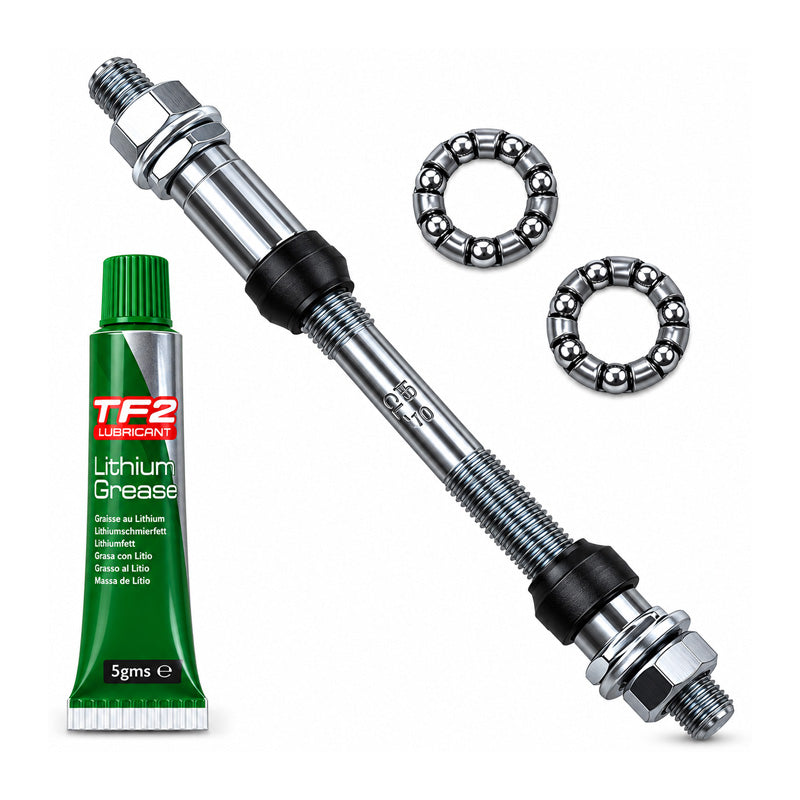 Cyclo 9.5x175mm Chrome Molybdenum Steel Cycle Axle and Lithium Grease and Hub Cages