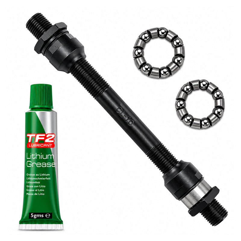 Cyclo 10x140mm Hollow Quick Release Cycle Axle and Lithium Grease and Hub Cages