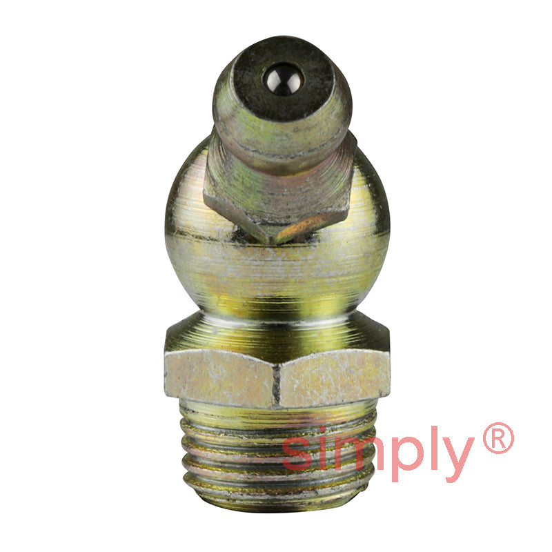 1/4x19 BSPT Hardened Mild Steel Zinc Plated 45 deg Hydraulic Grease Nipples 
