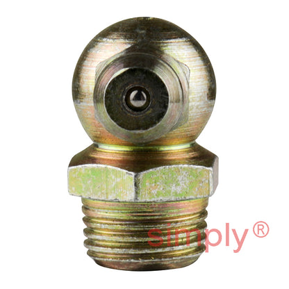 1/8x28 BSPT Hardened Mild Steel Zinc Plated 90 deg Hydraulic Grease Nipples 