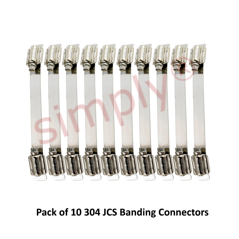 Pack of 10 - JCS NCS300 304 Stainless Steel Banding 300mm Connectors for use with 12mm Banding 