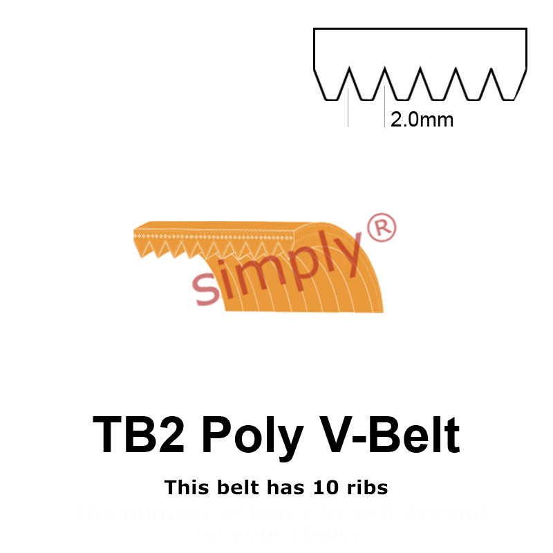TB2-430 Megadyne Megarib Polyurethane Poly V-Belt 430mm/16.9 inch Length - 10 Ribs - Allow 2-3 Days
