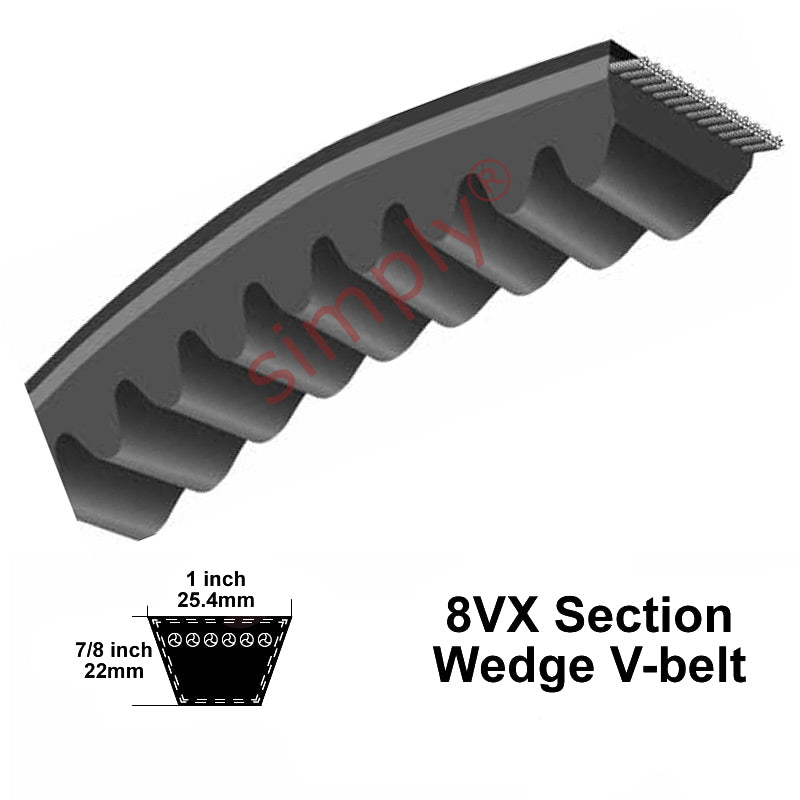 Major Brand 8VX1000 Narrow Profile Cogged V-Belt - Allow 2-3 Days
