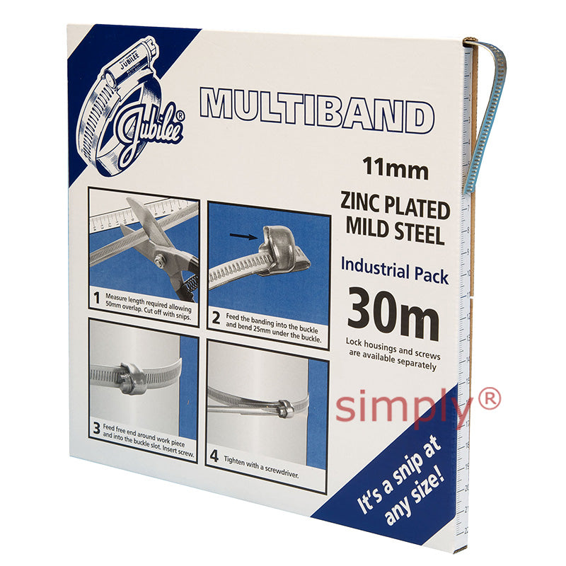 30m Roll - MB1702 Zinc Plated Steel Jubilee Multiband Banding with 11mm Width