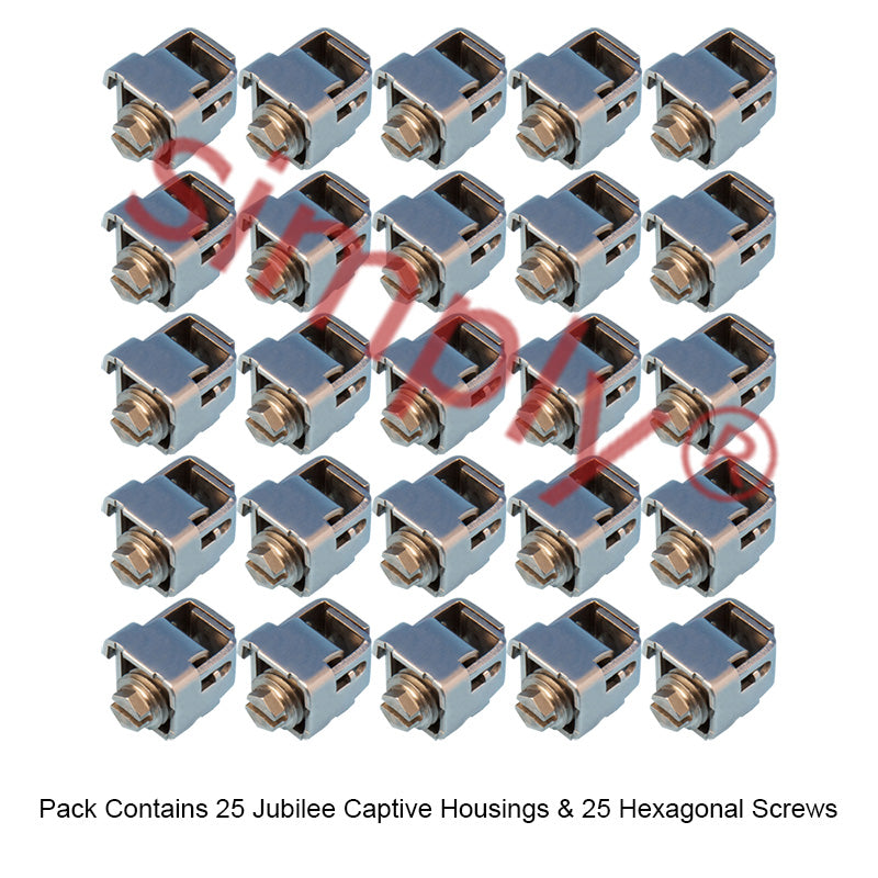 Pack of 25 - MB1805 304 Stainless Steel Jubilee 7mm A/F Hexagonal Captive Housings/Screws for use with 11mm Multiband