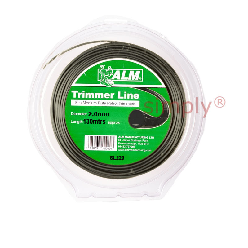 Universal Parts SL220 Aluminium Oxide Impregnated Square Strimmer Cord/Line 2mm - 130m