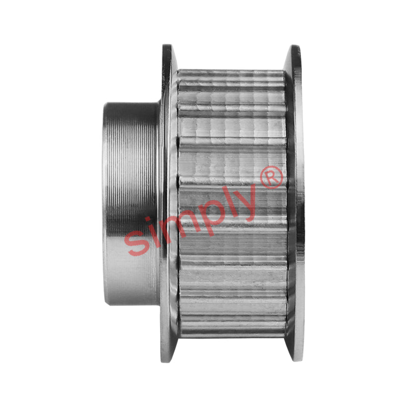 Aluminium Pilot Bore AT5 Timing Pulley with Flanges 5mm Pitch 36 Tooth for 16mm Wide Belts - Overall Width 27mm