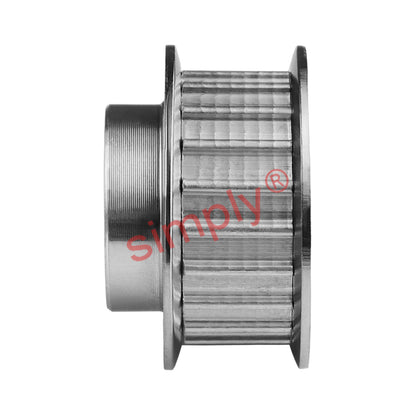 Aluminium Pilot Bore AT5 Timing Pulley with Flanges 5mm Pitch 40 Tooth for 25mm Wide Belts - Overall Width 36mm