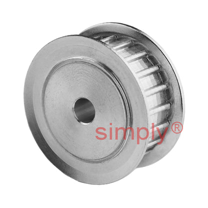 Aluminium Pilot Bore AT5 Timing Pulley with Flanges 5mm Pitch 22 Tooth for 16mm Wide Belts - Overall Width 27mm
