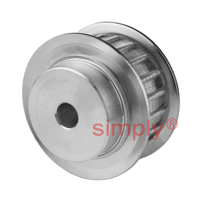 Aluminium Pilot Bore AT5 Timing Pulley with Flanges 5mm Pitch 18 Tooth for 16mm Wide Belts - Overall Width 27mm