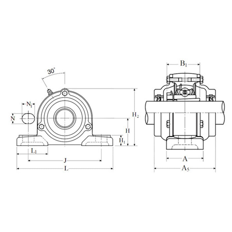 NTN C-UKPX13ED1/HE2313X Imperial Cast Iron Two Bolt Pillow / Plummer Block Housing with Cast Iron Cover - Open Version - Insert and Adaptor Sleeve Fits 2-1/4 inch Shaft - Allow 2-3 Days