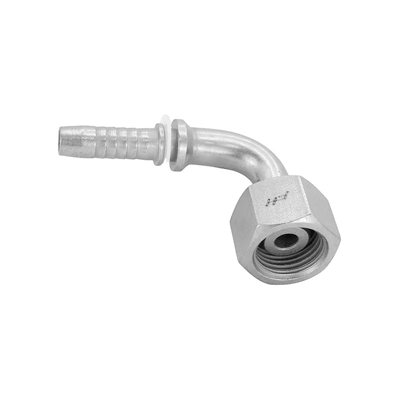 FLEXEQUIP/VOSS 5/8 inch BSP Female Two Piece Hose Fitting with 90 Degree Angle and 19mm Crimp Nut - Allow 2-3 Days