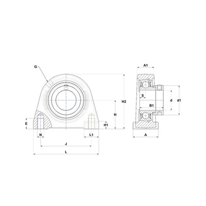 SNR ESPAE202 Threaded Base Small Footprint Metric Pillow / Plummer Block Housing with Eccentric Collar Insert 15mm Bore - Allow 2-3 Days