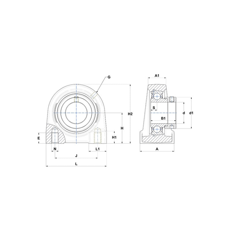 SNR ESPG212N Threaded Base Small Footprint Metric Pillow / Plummer Block Housing Supplied with Eccentric Collar Insert 60mm Bore - Allow 2-3 Days