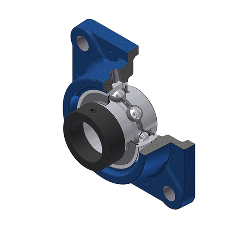 SNR EXFE209 Metric Four Bolt Square Cast Iron Flange Housing with 45mm Bore Eccentric Collar Insert - Allow 2-3 Days