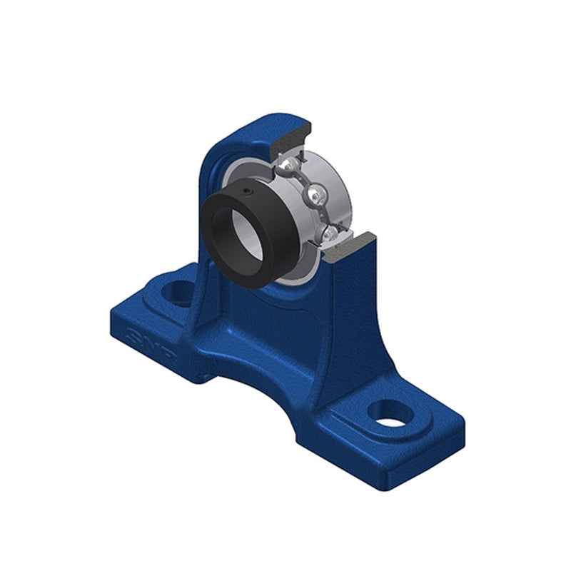 SNR EXPH202 Metric Cast Iron High Centre Height Two Bolt Pillow / Plummer Block Housing with 15mm Bore Eccentric Collar Insert - Allow 2-3 Days