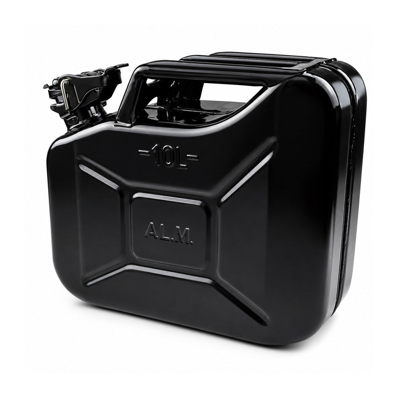 FCB10 Rugged Heavy Duty Metal Fuel Can 10L Black for Petrol Diesel Oil Kerosene Paraffin Gasoline etc