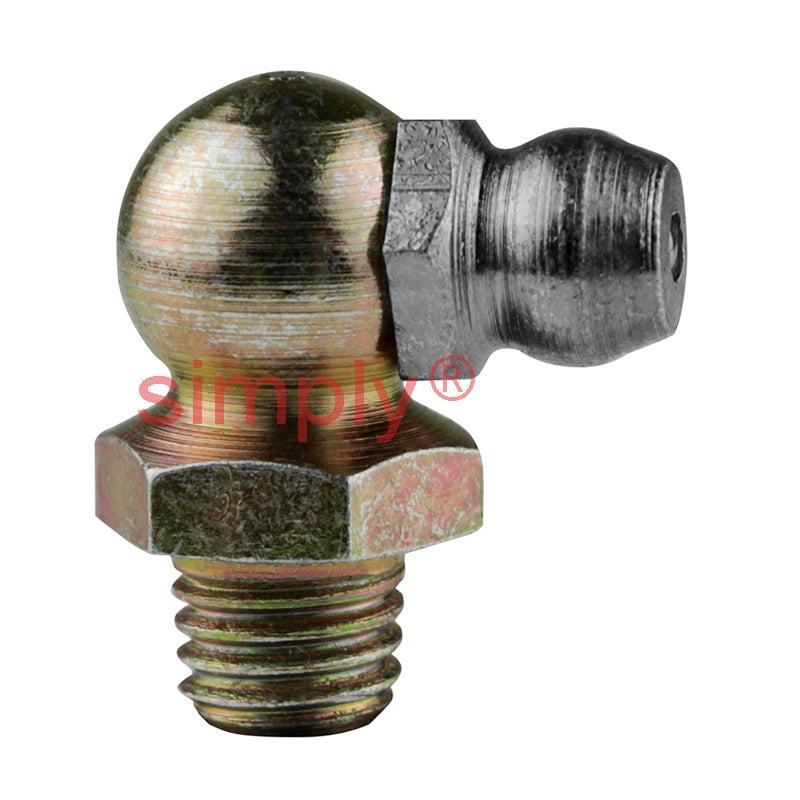 1/8x27 PTF Hardened Mild Steel Zinc Plated 90 deg Hydraulic Grease Nipples - Pack of 500 - Allow 2-3 Days