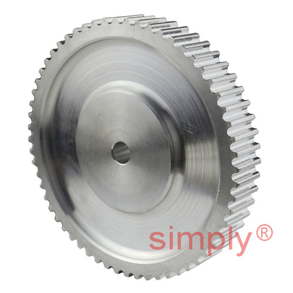 P60-5M-25 - 5mm Pitch 60 Tooth Flangeless HTD Type Aluminium Pilot Bore Timing Pulley for 25mm Wide Belts