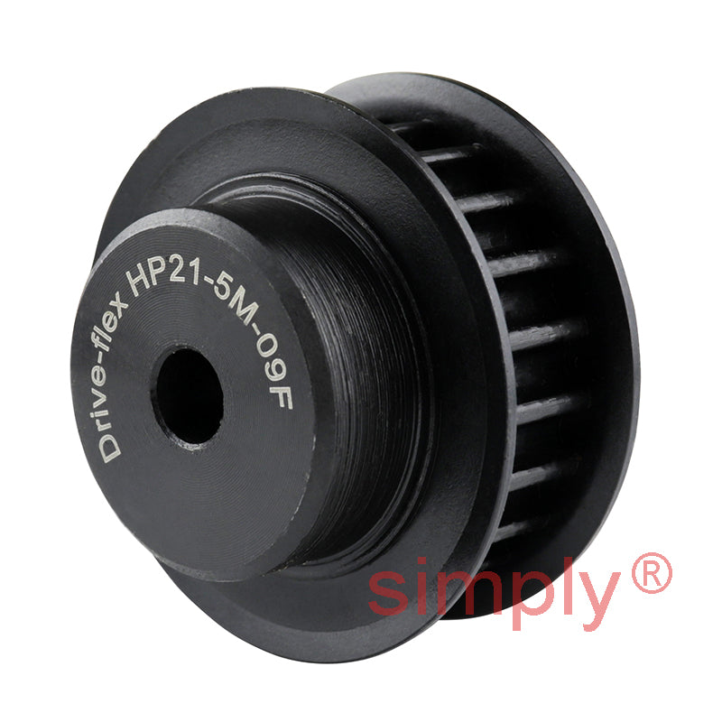 P21-5M-09F - 5mm Pitch 21 Tooth Flanged HTD Type Steel Pilot Bore Timing Pulley for 9mm Wide Belts