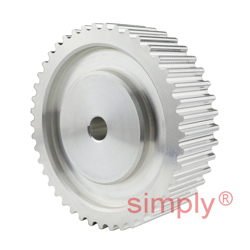 P44-5M-15 - 5mm Pitch 44 Tooth Flangeless HTD Type Aluminium Pilot Bore Timing Pulley for 15mm Wide Belts