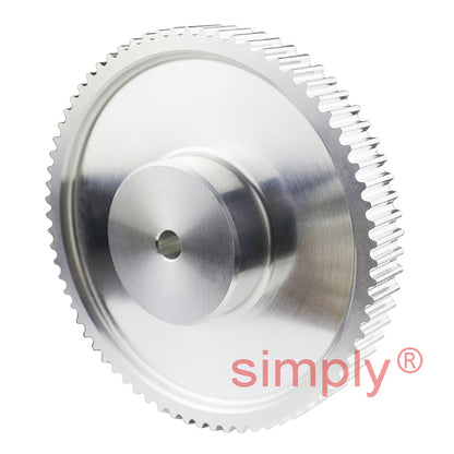 P72-5M-09 - 5mm Pitch 72 Tooth Flangeless HTD Type Aluminium Pilot Bore Timing Pulley for 9mm Wide Belts