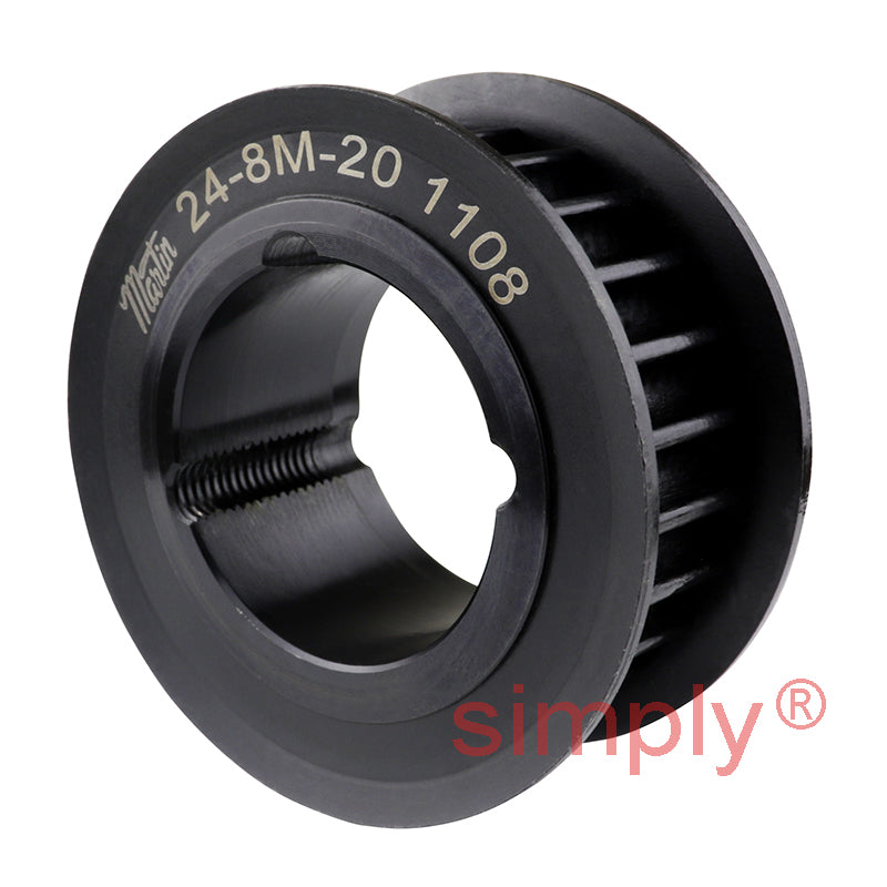 TL24-8M-20F - 8mm Pitch 24 Tooth Flanged HTD Type Steel Taper Bore Timing Pulley for 20mm Wide Belts