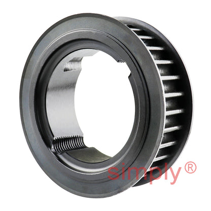 TL32-8M-20F - 8mm Pitch 32 Tooth Flanged HTD Type Steel Taper Bore Timing Pulley for 20mm Wide Belts