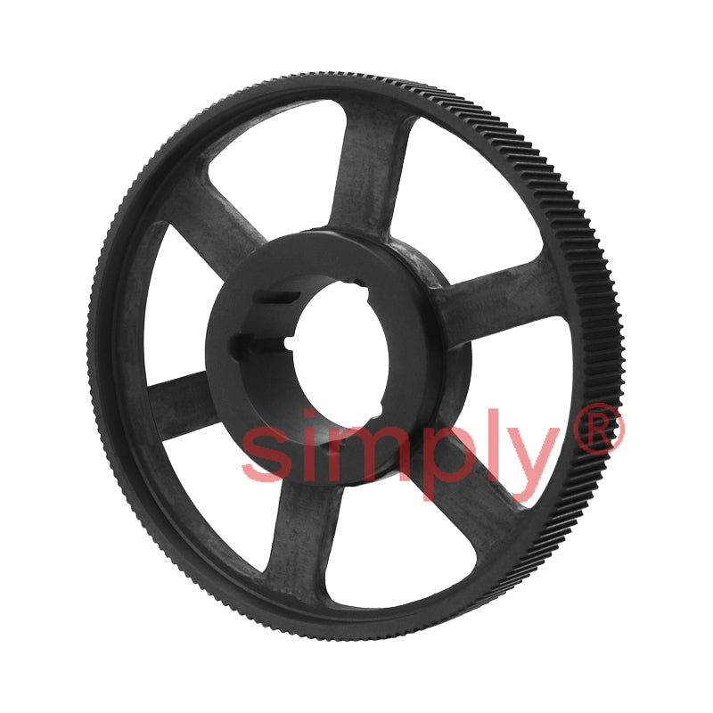 Drive-Flex TL90-8M-50 - 8mm Pitch 90 Tooth Flangeless HTD Type Cast Iron Taper Bore Timing Pulley for 50mm Wide Belts