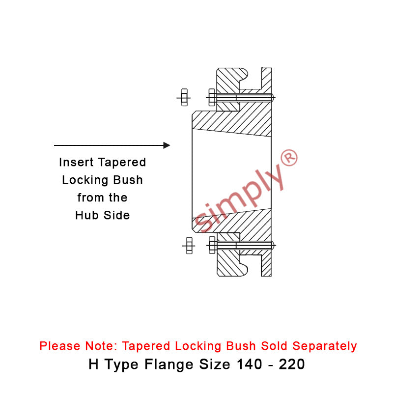 Major Brand F160H-MB Drive Coupling Outer Tapered Locking Bush Type Max Bush Bore 115mm / 4-1/2 inch