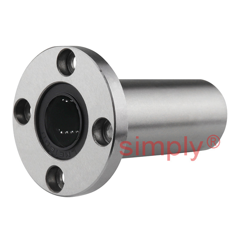 LMEF16LUU Long Round Flanged Linear Ball Bushing with Rubber Seals and Resin Retainer 16x26x68mm