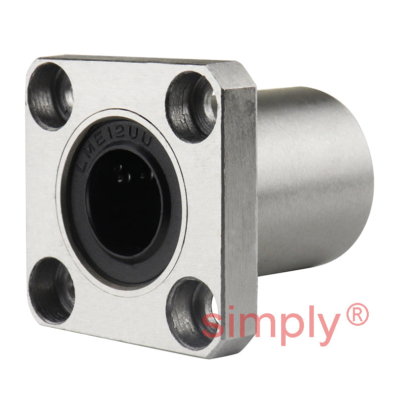 LMEK12UU Square Flanged Linear Ball Bushing with Rubber Seals and Resin Retainer 12x22x32mm