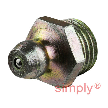 M10x1 Metric Tapered Hardened Mild Steel Zinc Plated Straight Hydraulic Grease Nipples 