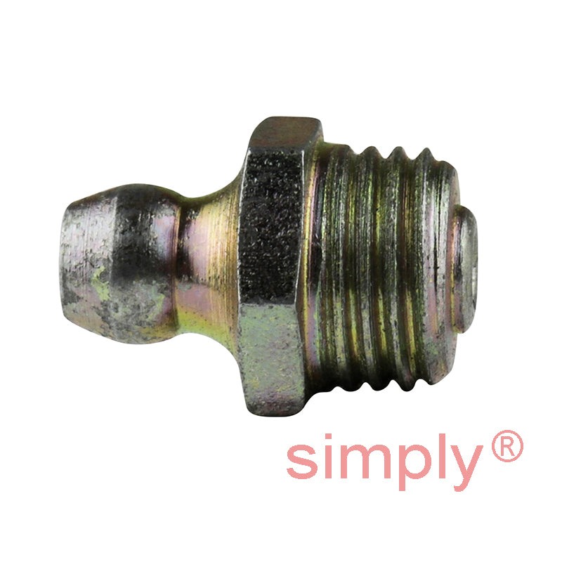 M10x1 Metric Tapered Hardened Mild Steel Zinc Plated Straight Hydraulic Grease Nipples 