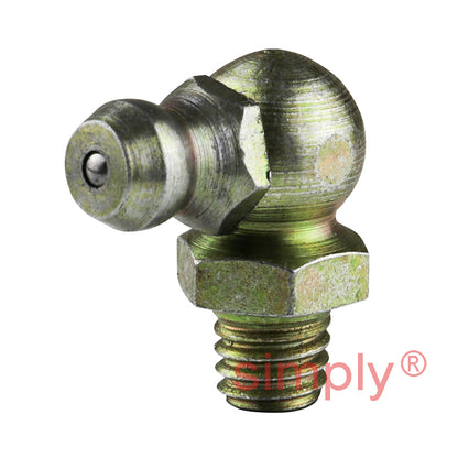 M6x1 Metric Tapered DIN Head-forming Thread Hardened Mild Steel Zinc Plated 90 deg Hydraulic Grease Nipples 