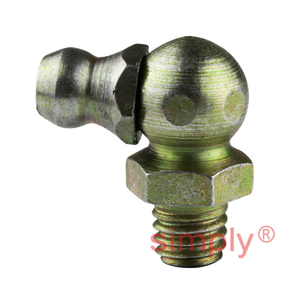M6x1 Metric Tapered DIN Head-forming Thread Hardened Mild Steel Zinc Plated 90 deg Hydraulic Grease Nipples 