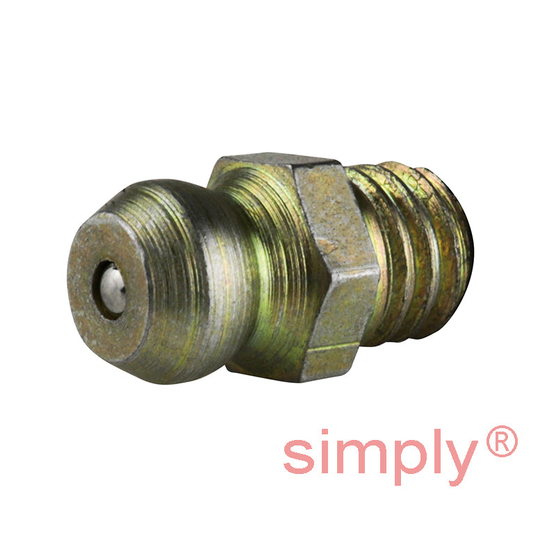 M6x1 Metric Tapered Hardened Mild Steel Zinc Plated Straight Hydraulic Grease Nipples 